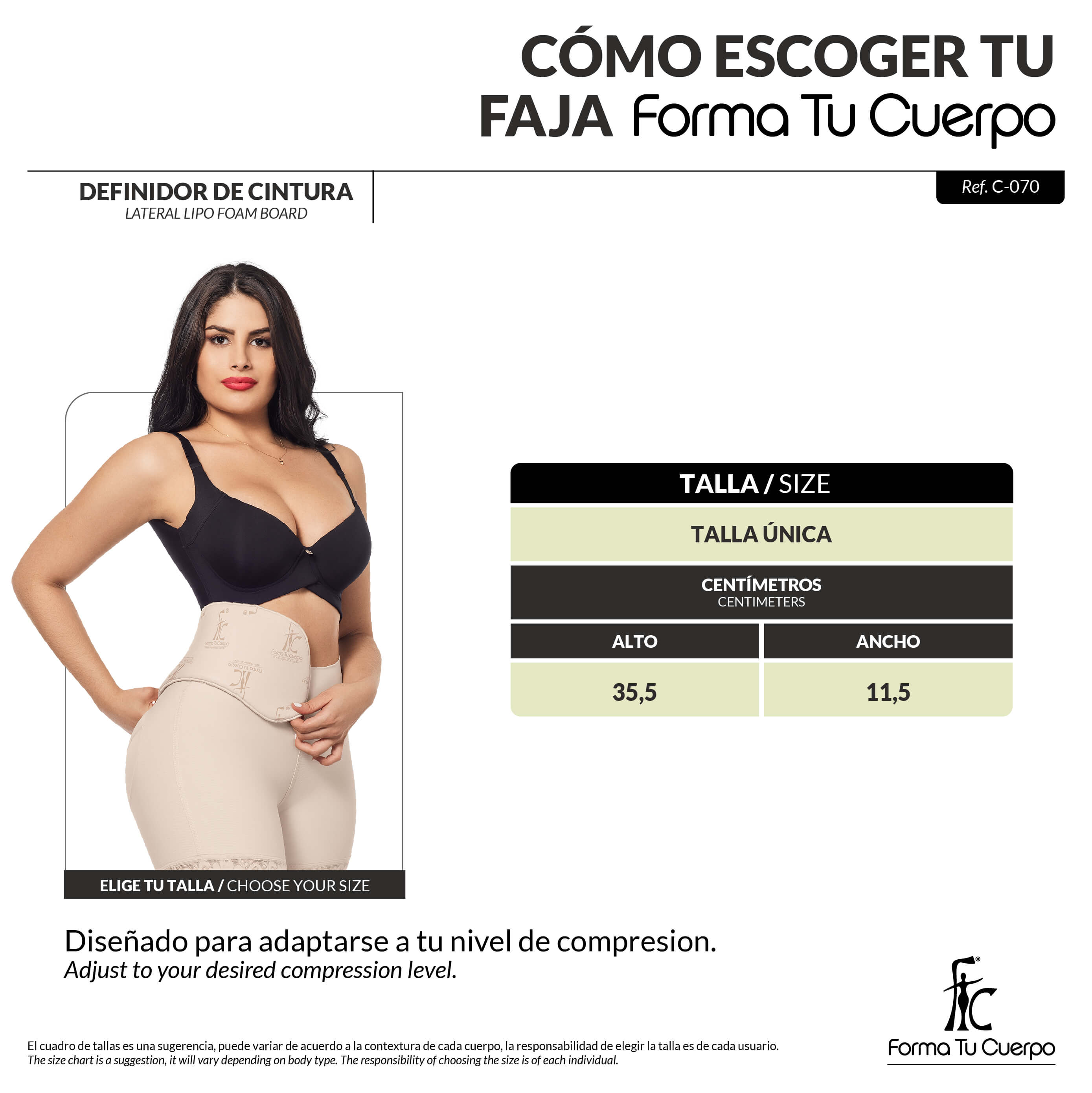 Definidor de Cintura Postquirúrgico: Moldea la Cintura y evita acumulación de líquidos ( Ref. C-070 )