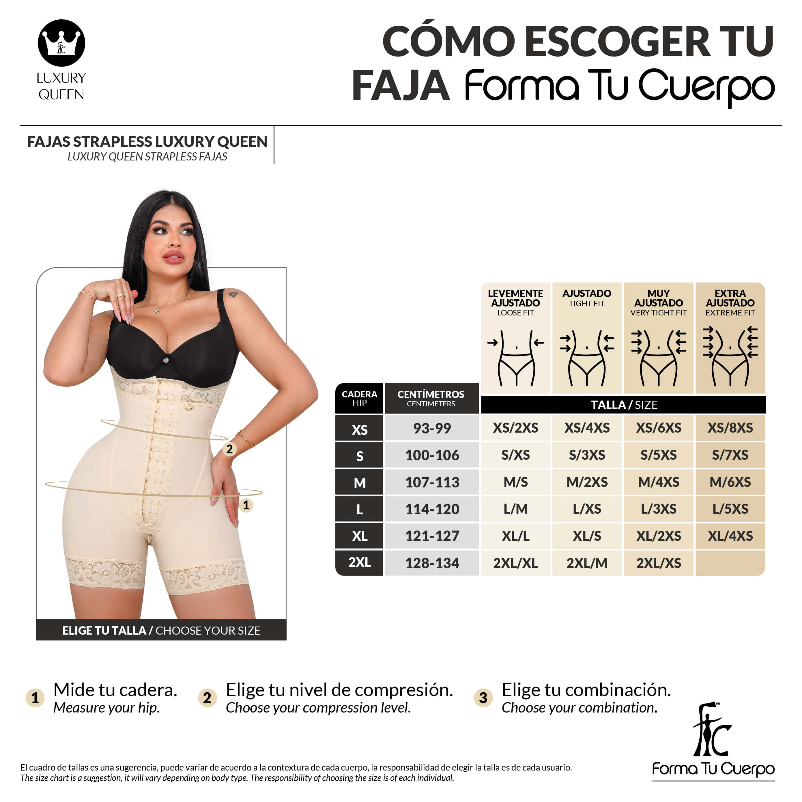 Faja Colombiana Luxury Queen:  Faja con Varillas de Tercera Etapa para Definición de Cintura ( Ref. LUXI-051 / LUXI-251 )