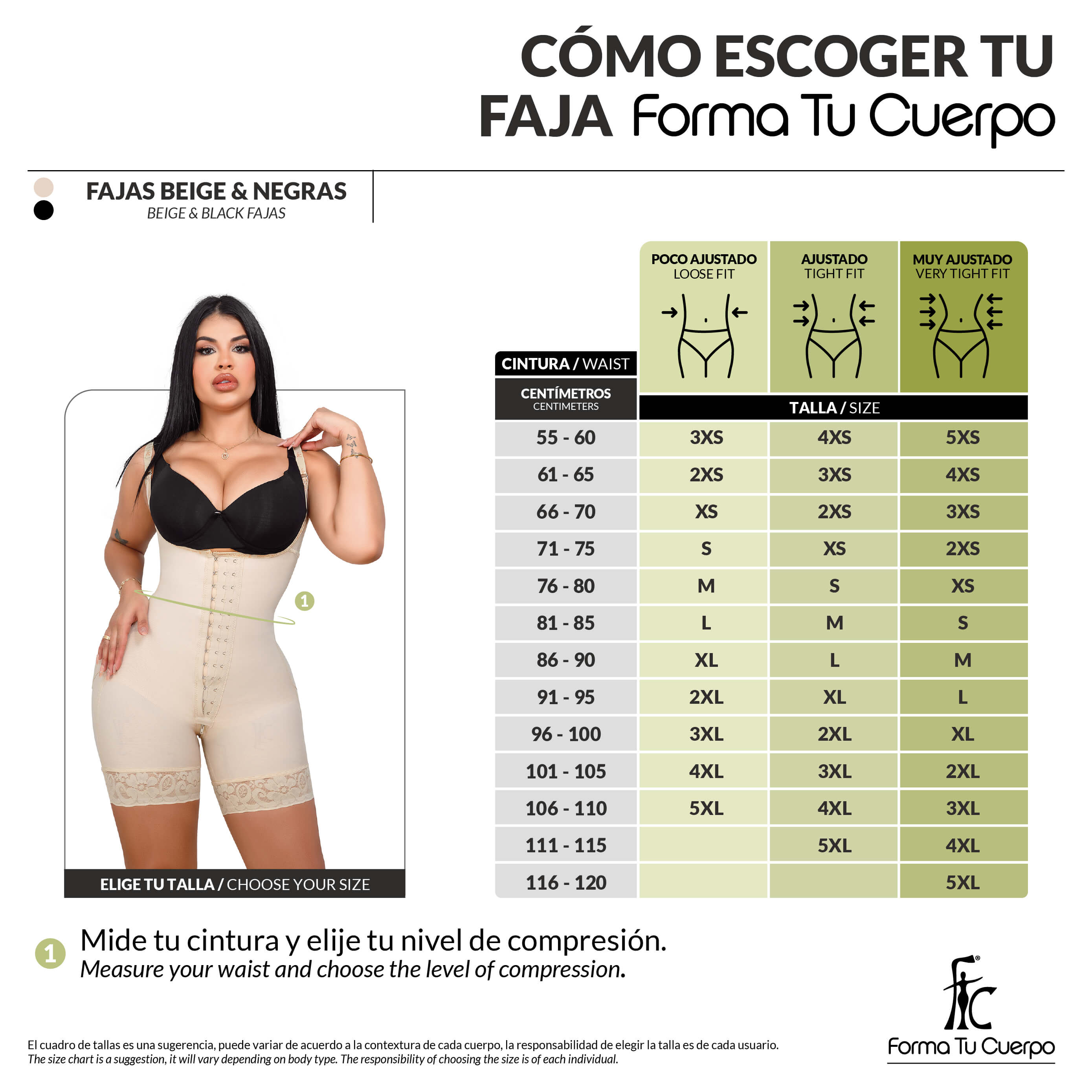 Faja moldeadora reloj de arena control abdomen - media pierna con tiras, cremalleras y broche central ( Ref. O-011 / O-211  )
