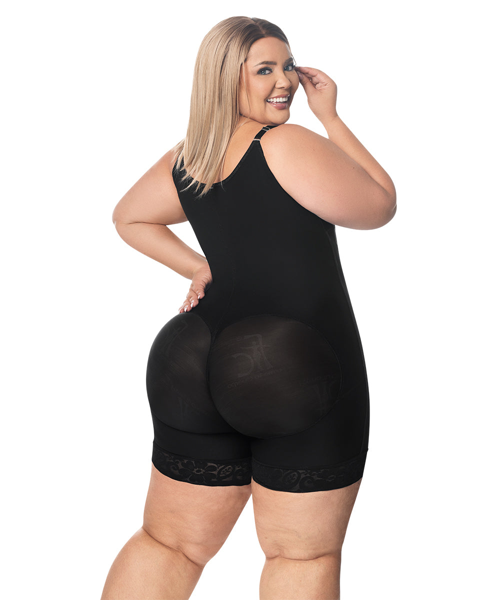 Faja moldeadora control abdomen - media pierna con tiras y cremallera lateral (Ref. O-010 / O-016)