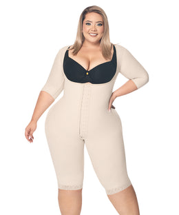 Faja completa reloj de arena - manga larga hasta la rodilla con cremallera perineal y broche central. Faja Colombiana Full Body 360 – Moldeo total y soporte completo ( Ref. O-025 / O-225 )