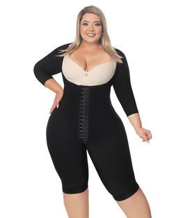 Faja completa reloj de arena - manga larga hasta la rodilla con cremallera perineal y broche central. Faja Colombiana Full Body 360 – Moldeo total y soporte completo ( Ref. O-025 / O-225 )